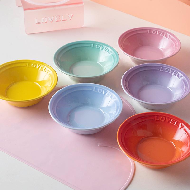 Cat Food Tray Nordic Style Ceramic Bowl Available in Multiple Colors Pet Bowl Water Bowl Cat and Dog Food Bowl Acrylic Stand