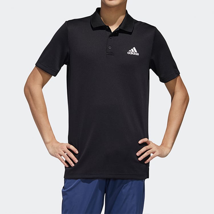Adidas Polo Shirts Men's Black Polo Collar Moderate Straight Fit GL0483