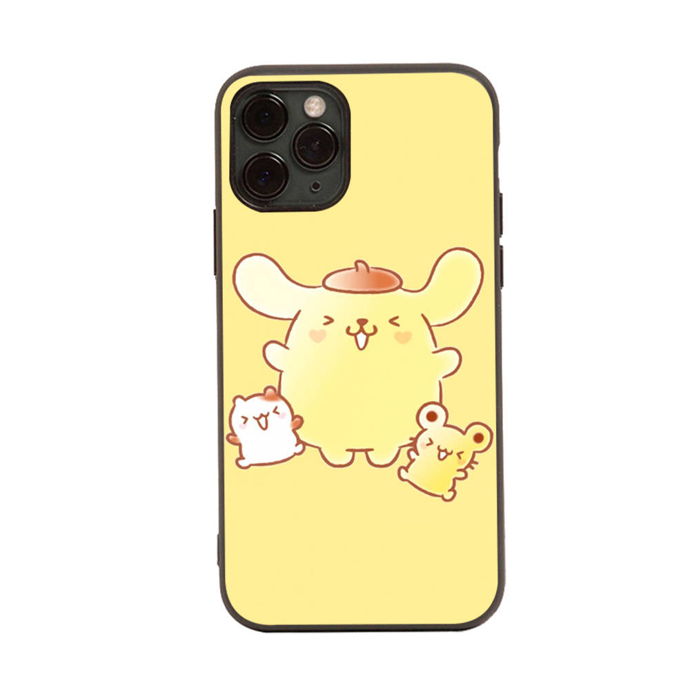 HK28 PomPom Purin Black Sofe Case for iPhone 16 15 Plus 14 13 Pro 8 SE XR XS Max P30 Nova 5T Y5P Y6 Y7 Y8P Y9 Realme C30 C33 C31 VIVO Y36 V27
