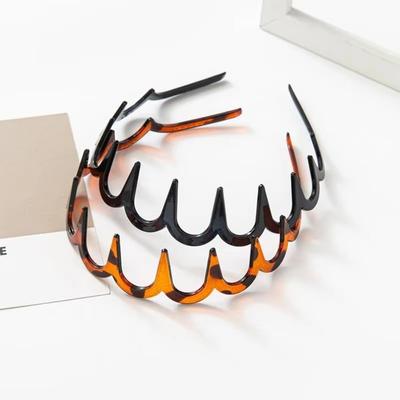 Simple U Shape Wavy Hairband Elastic Non Slip Hair Comb with Teeth High Cranium Headband for Women Girls