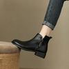 Real Soft Leather British Short Tube Autumn New Round Toe Short Boots for Women Chelsea Versatile Thick Heel Fashion Boots Ankle Boots