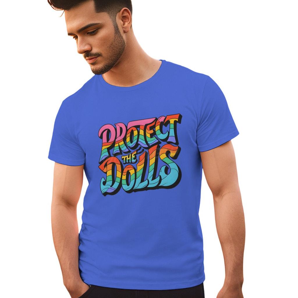 Protect The Dolls Print Tshirts For Men Summer Fashion Casual Tee Shirts Short Sleeve Round Collar Men Tops Streetwear Tops