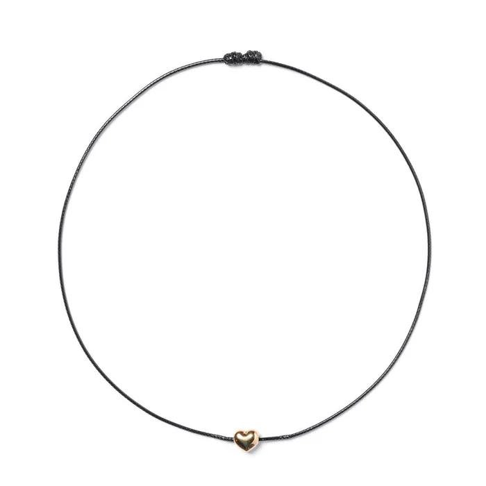 Gold Heart Pendant String Knot Bracelet (C2503AC1311_BK)