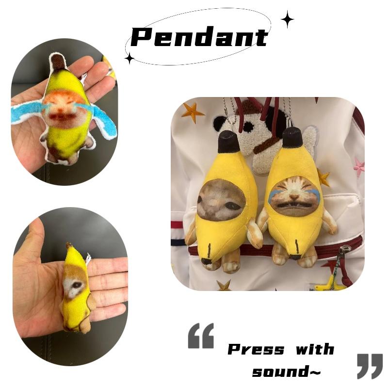 Cute And Soft 20cm Banana Cat Plush Keychain With Sound