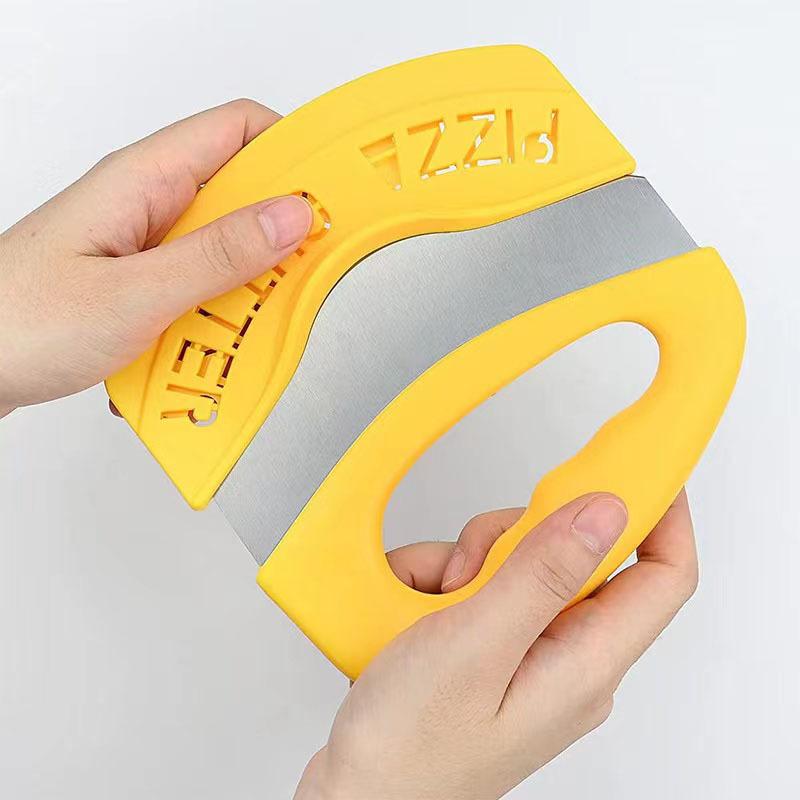 1Pc Half-circle Pizza Knife with Protective Cover, Multi-purpose Stainless Steel Cutter