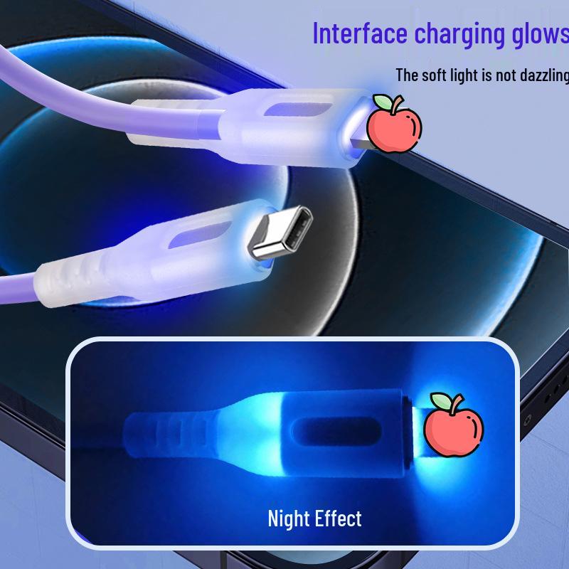 Luminous Silicone Type-C Charging Cable, 3A Fast Charging for Android & Apple Devices