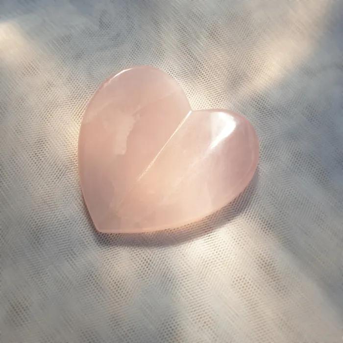 Natural Rose Quartz Brass Romance Heart