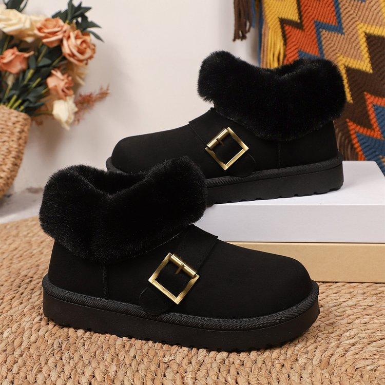 Snow boots women's fur integrated winter new fashion short tube fleece thickened lazy pedal