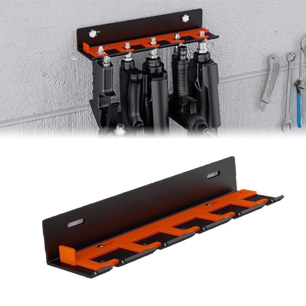 Wall-Mounted Air Tool Organizer Rack with Iron Build and Multiple Slots for Garage or Workshop Pneumatic Tool Management