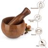 Wood Mortar and Pestle Set, Wood Grinder Bowl for Guacamole, Salsa, Herb Crusher and Pill