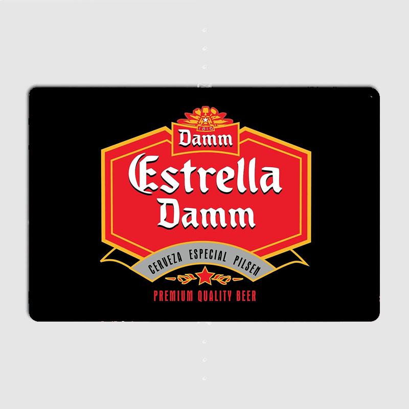 Estrella-Damm Öl Retro Pubaffisch Metallskylt Anpassad Bar Inomhus Väggdekoration Rumsinredning Plåt Heminredning