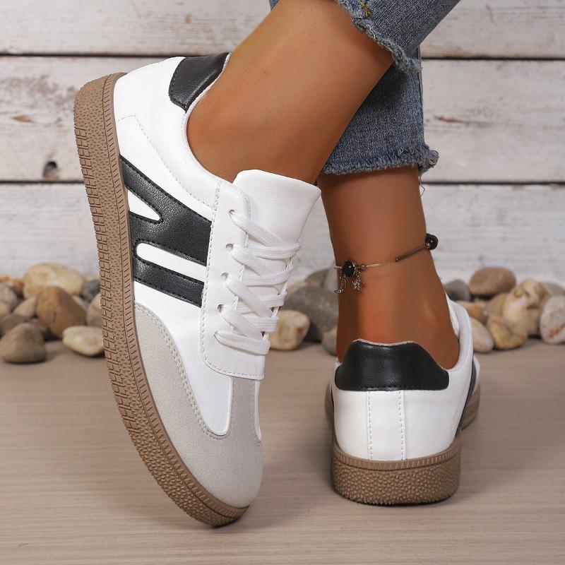 Women's Spring Flat Breathable Soft-Soled Versatile White Casual Sports Board Shoes, Training Style.