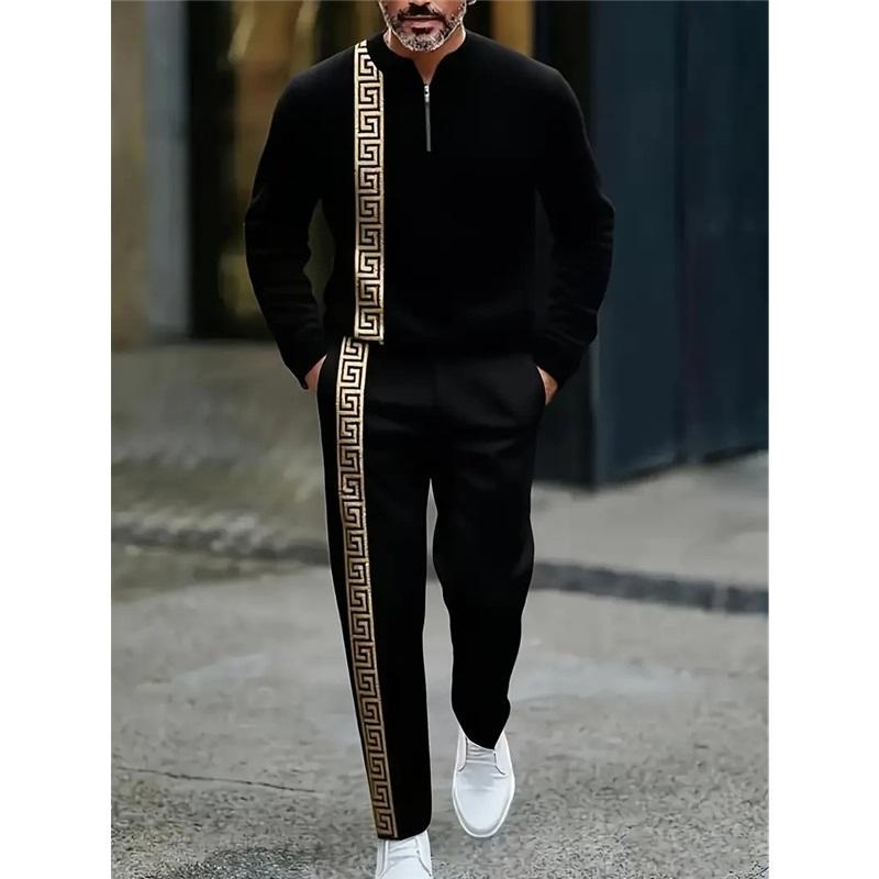 Men's 2Pcs Tracksuit Half Zip Sweatshirt  Jogger Pants Set