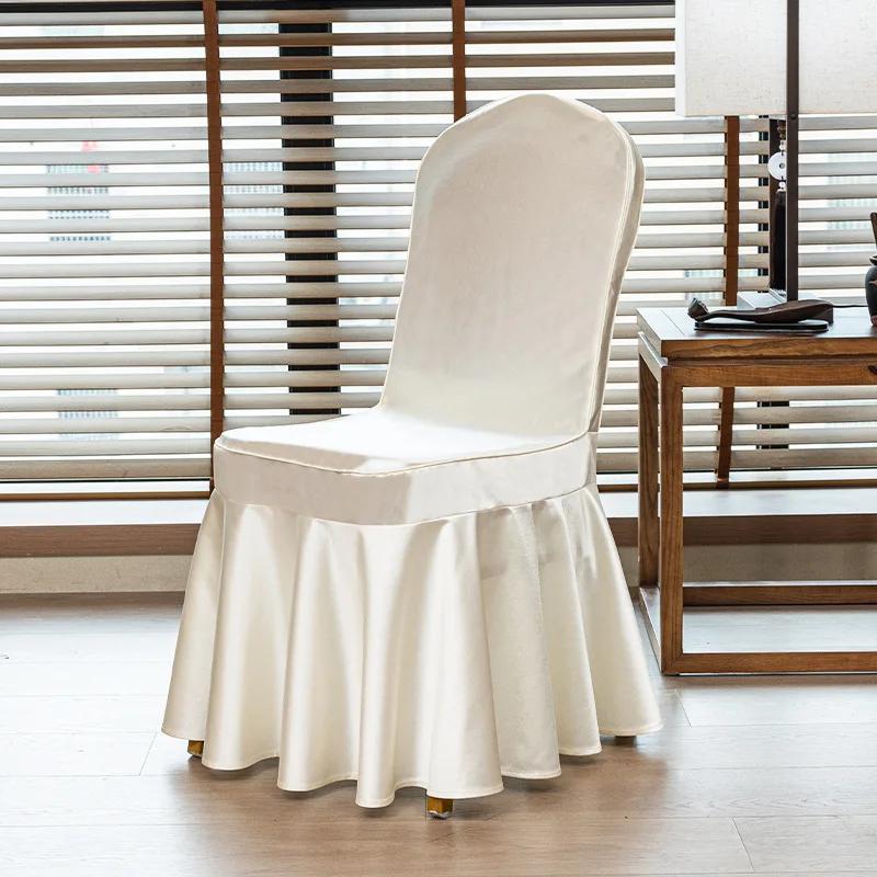 

1шт чехол для стула для свадьбы украшение для вечеринки спандекс с юбкой плиссировка использование эластичный стрейч обеденный роскошный день рождения отель банкет