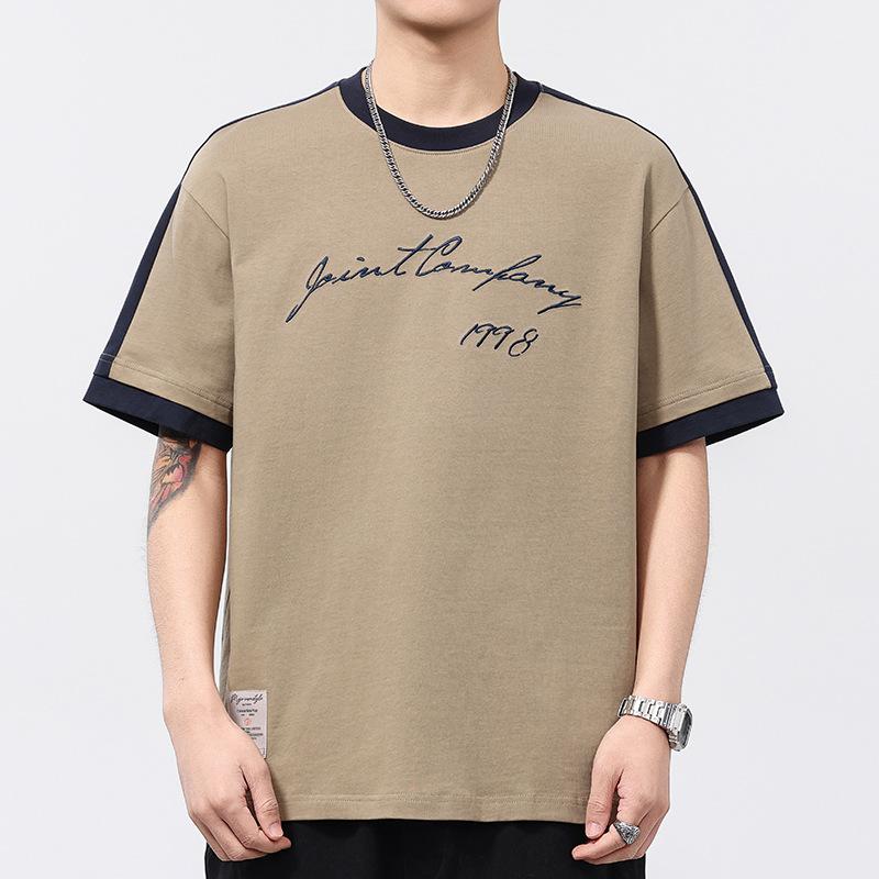 

230g American Chest Embellishment with English Embroidered Shoulder Design for Men Slightly Loose M