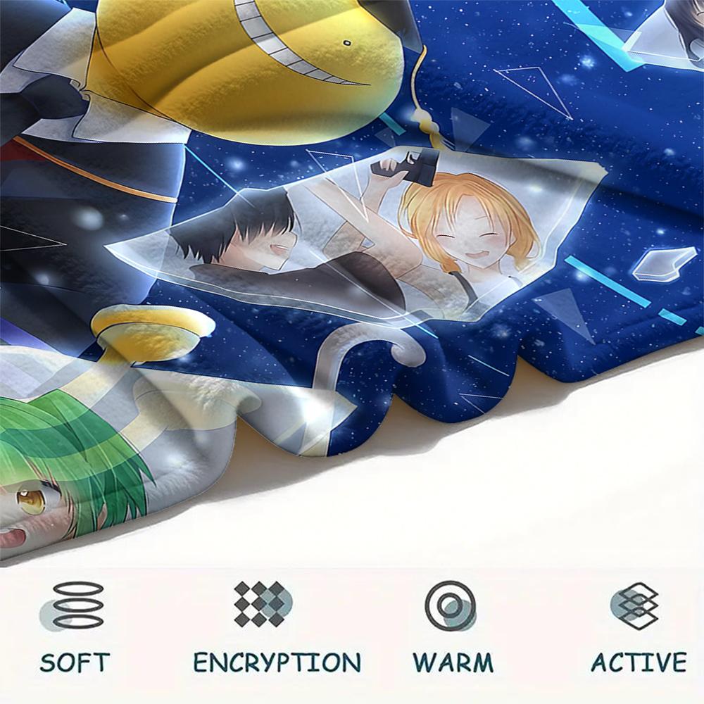 1 STuks Assassination Classroom Print Flanellen Deken, Hoge Kwaliteit Alle Seizoenen, Woondecoratie, Warmte en Comfort, Perfect voor Kerstcadeaus