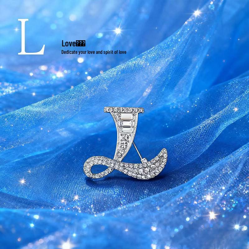 Spilla Alfabeto con Strass di Cristallo Elegante - Spilla da Bavero Unisex