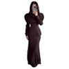 Cross-border European and American women's clothing  Amazon slim-fit round neck long-sleeved waist commuting temperament straight skirt set