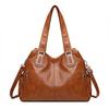 Solid Color Shoulder Bag For Women High-Quality Soft Leather Casual Tote Bag Ladies Vintage Crossbody Messenger Handbag