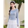 Women's Cinched Waist Long Sleeve Knit Top