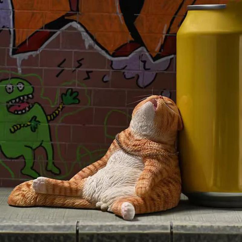 Creative Drunk Cat Ornament Automotive Interior Decoration Ornaments Simulated Cat Resin Sculpture Home Decoration Props