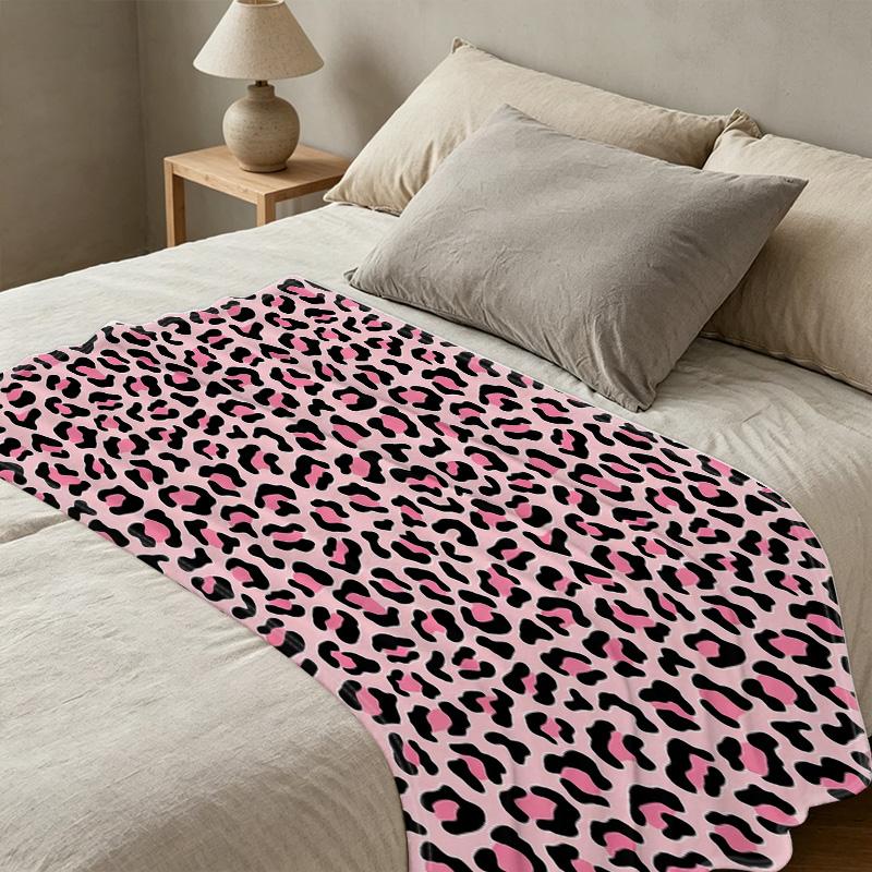Leopard Print Flannel Fleece Blanket Cozy High-Density Plush, Soft Warm Throw for Home, Couch, Halloween & Christmas