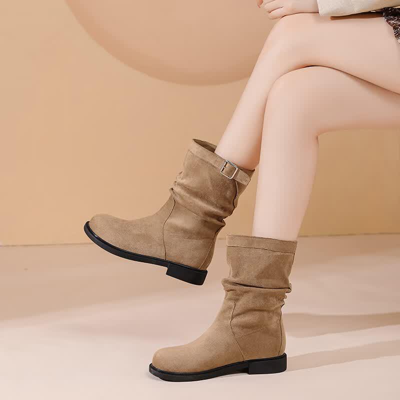 Daphne Women s Pleated Western Ankle Boots 38