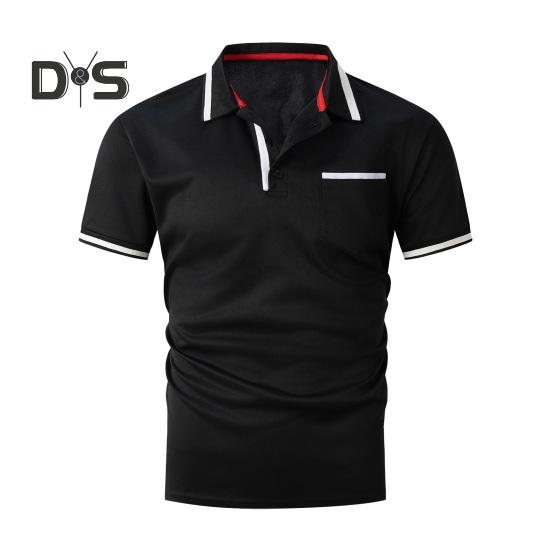 Pánská letní košile s krátkým rukávem, slim fit, jednobarevná, knoflíková, s límečkem, náprsní kapsou, měkká, prodyšná, přes hlavu, ležérní, business top, golf, tenis