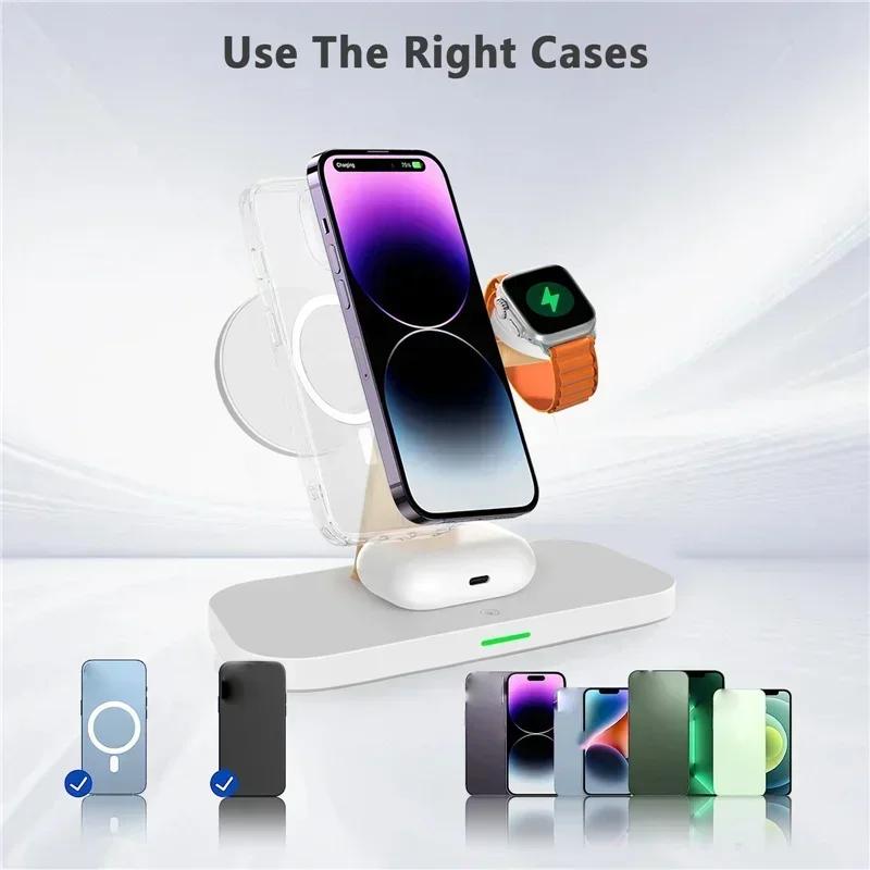4 In 1 Magnetic Wireless Charger Stand LED Night Light Lamp For iPhone 16 15 14 13 12  Watch Airprods Fast Charging Station