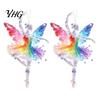 Car Rearview Mirror Charms 2Pcs Glitter Ballet Girl Keychain, 2D Acrylic Hanging Pendant for Bag Backpack, Sparkling Holiday Party Decorations Dancer