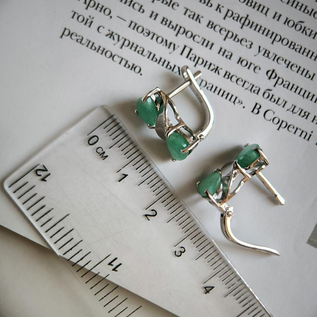 Серебряные серьги с натуральным изумрудом 4.058ct (2180050)