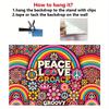 1 Wall Banner - Colorful Hippie Art Style with Flowers Rainbow and "PEACE • LOVE • GROOVY" Design