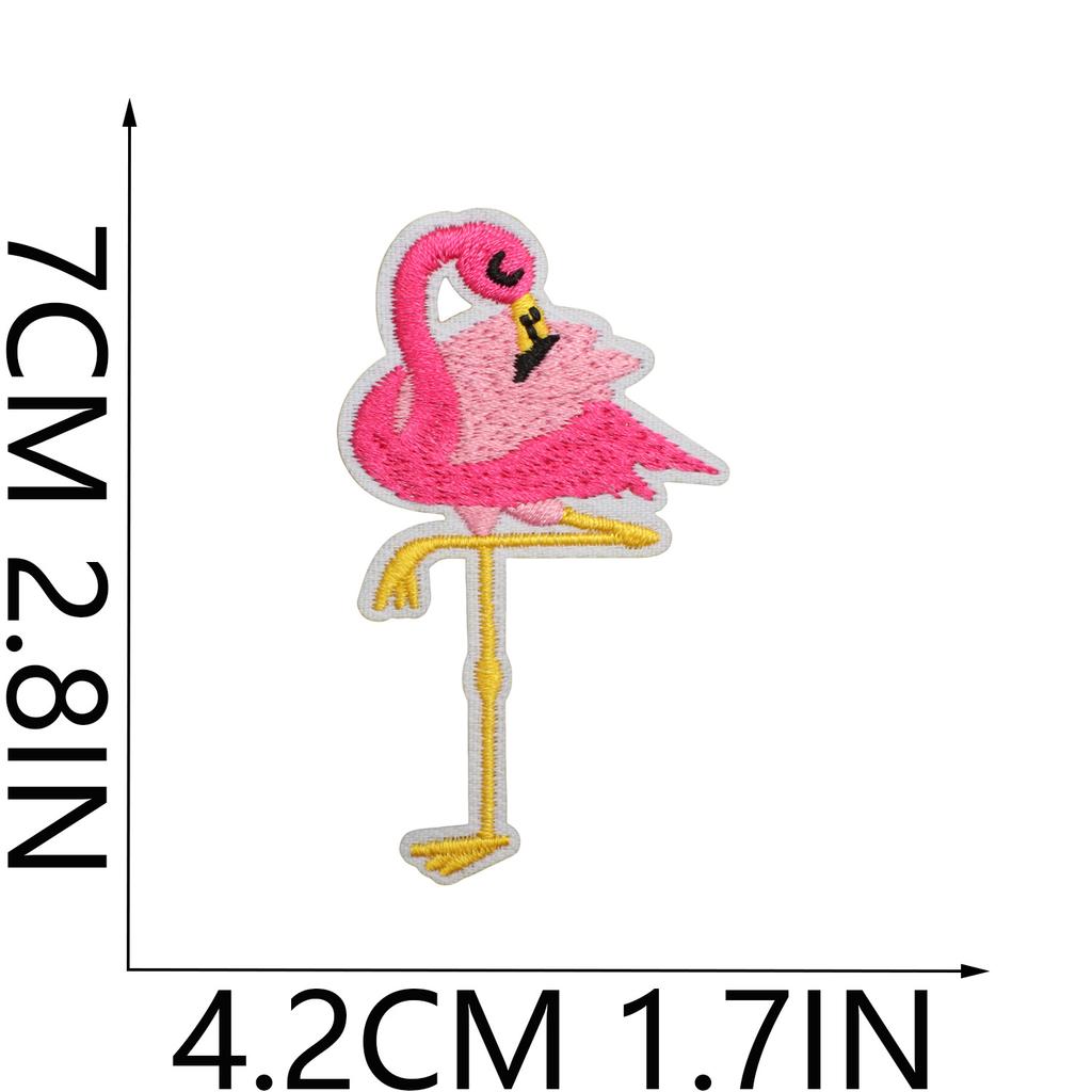 Flamingo Big Bird Embroidery Cloth Sticker Bag Decoration Cartoon Flamingo Patch Sticker Computer Embroidery Label Pink Love Bird