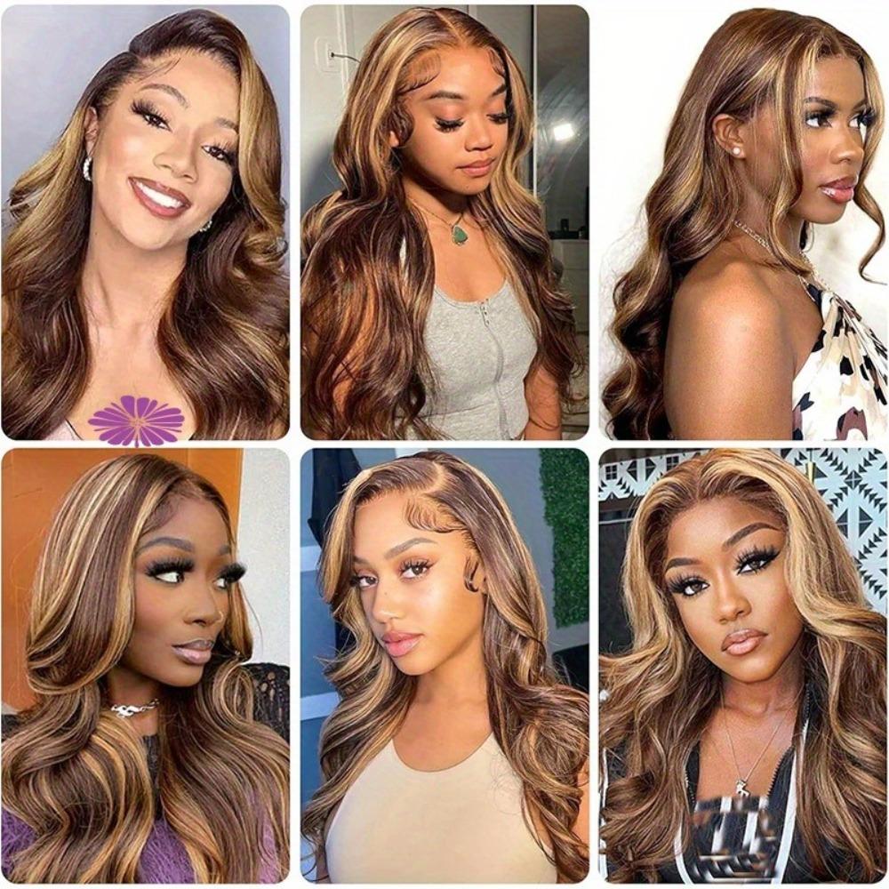 Perucă cu dantelă frontală Ombre Blonda Miere 30 Inch Păr Uman 13x4 Dantelă Frontală HD Ombre cu Șuvițe 4/27 Wave Body Lace Frontal Fără Lipici