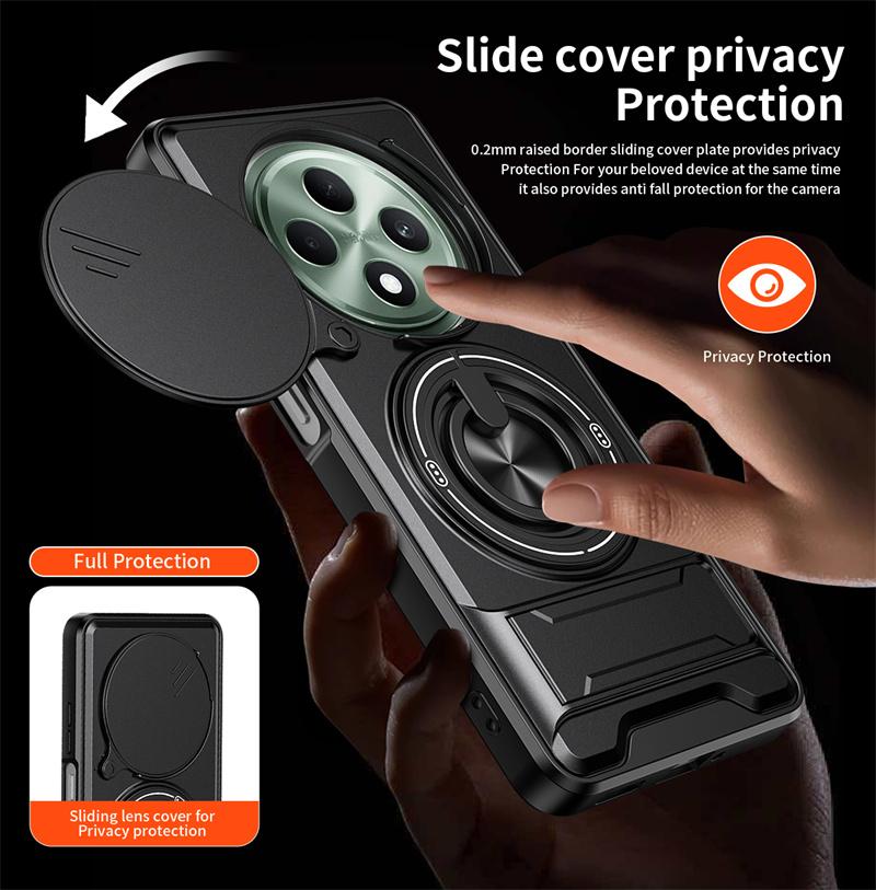 Armor Funda For OPPO Reno12 F 5G Case Lens Protector Cover For Reno 12F Reno12 F Reno12F 5G Car Magnetic Ring Stand Holder Funda