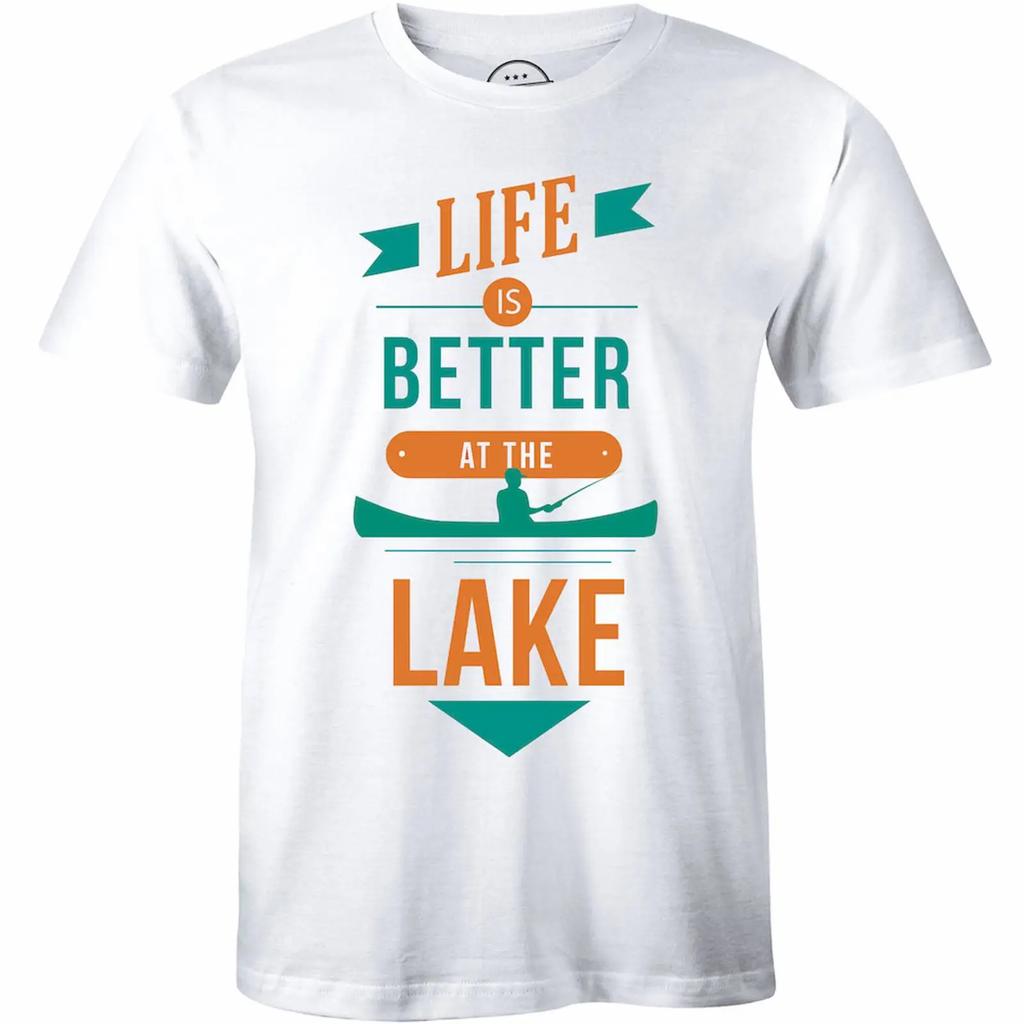 Life Is Better At The Lake Unisexs T Shirt Camping Hiking Outdoor Boat Vintage Designer Clothes Stylish Breathable Unisex