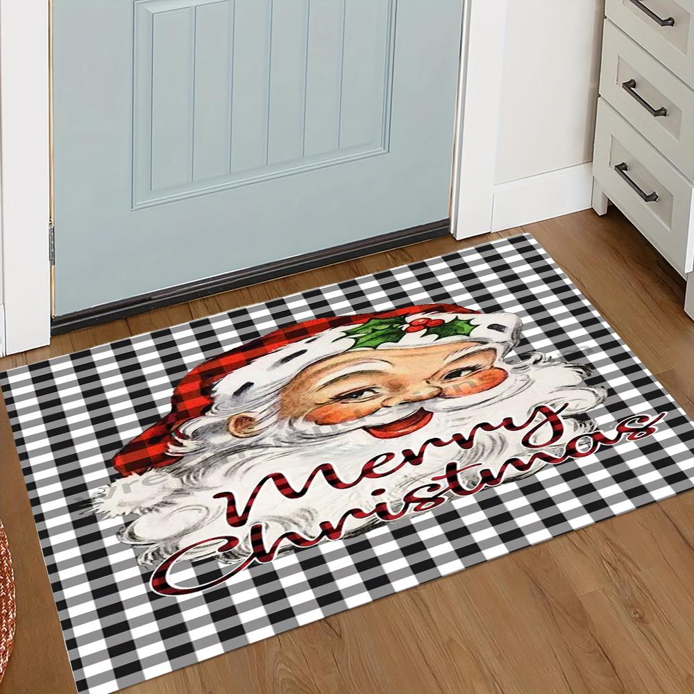 Christmas Welcome Doormat Durable and Easy To Clean Entryway Door Mat Holiday Floor Mat Home Decorative Carpet
