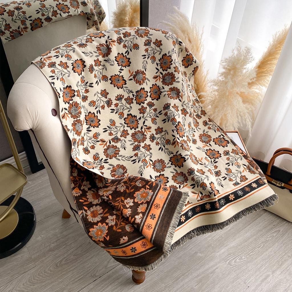 Luxury   Women Soft Winter Cashmere Scarf Fashion Floral Print Warm Shawl And Wrap Bandana Pashmina Scarves