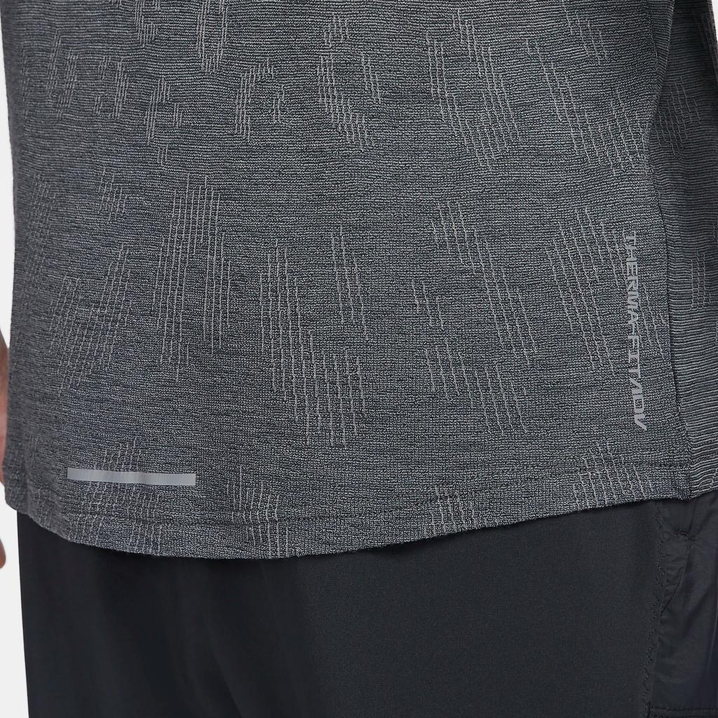 Nike Therma-Fit Adv Running Division Comfortable Warm Soft Raglan Long Sleeve T-Shirt Men Tops Black Iron-Gray FZ1126-010