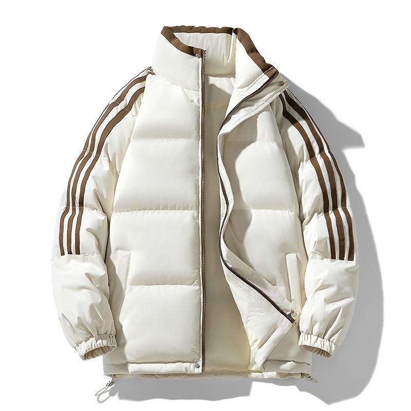 Cotton Jacket Men and Women Paragraph Stand-up Collar Loose Cotton Jacket Jacket Warm Couple Models Striped Bread Clothing Cotton Jacket