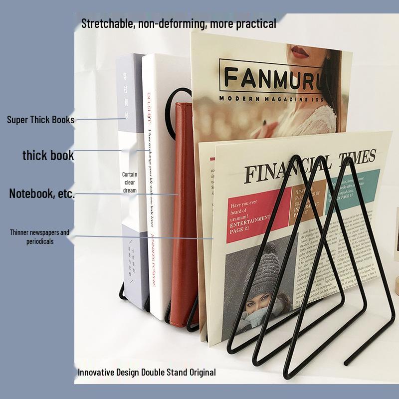 Nordic Style Iron Triangle Bookshelf Stand - Creative Desk Organizer for Books and Magazines