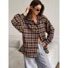 Fashion 2025 Spring Women's Casual Gingham Shirt Loose Long Sleeve Top Lapel