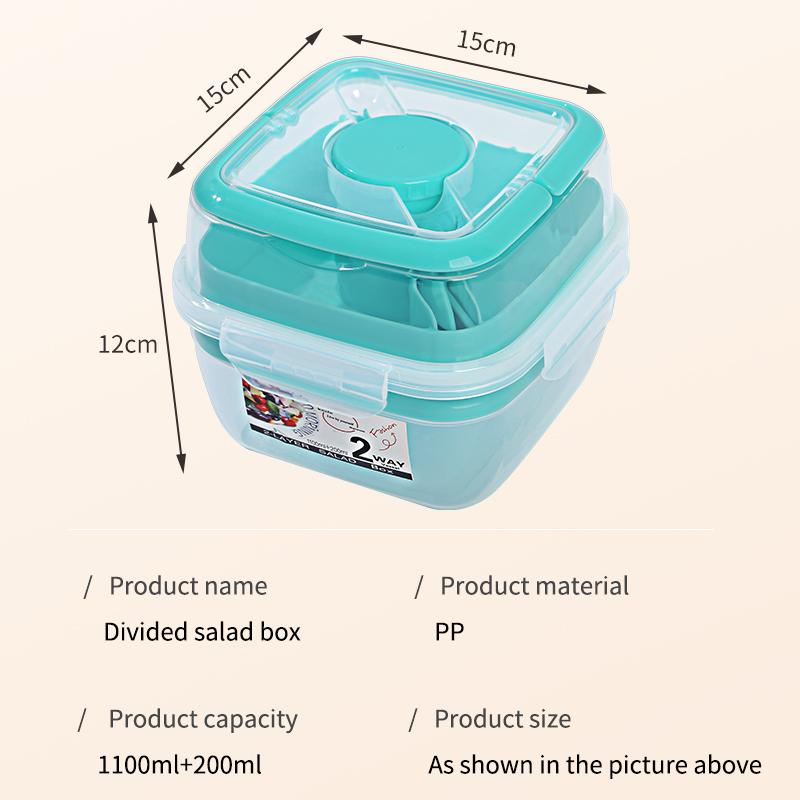 Přenosné 2vrstvé salátové misky s vidličkou 1300ml obědový box, uzavřené nepropustné bento boxy, opakovaně použitelný piknikový box, nádoba na potraviny