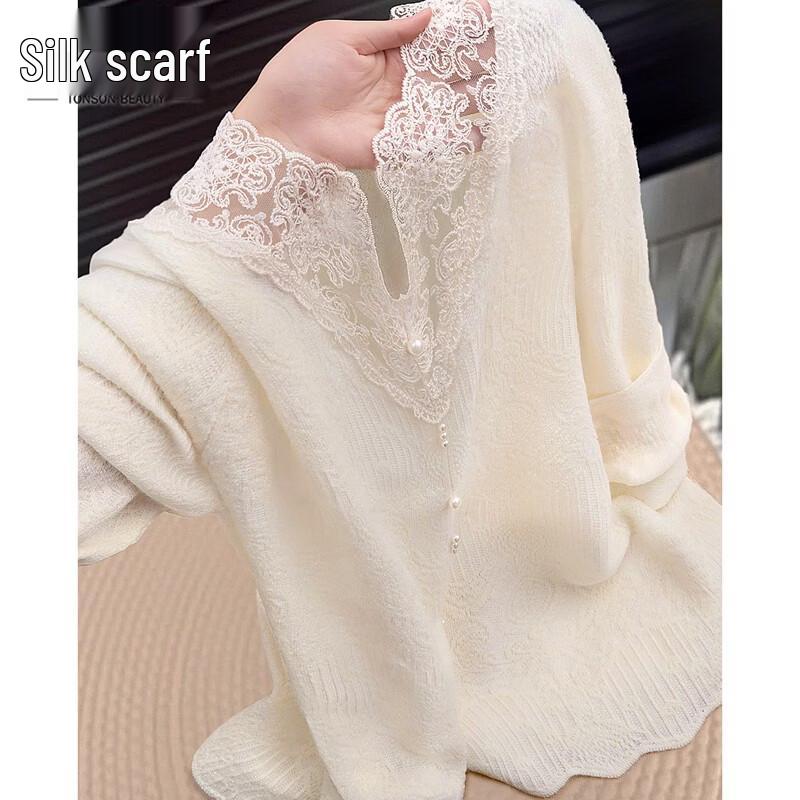 Women s V-Neck Beaded Long Sleeve Knit Top One Size