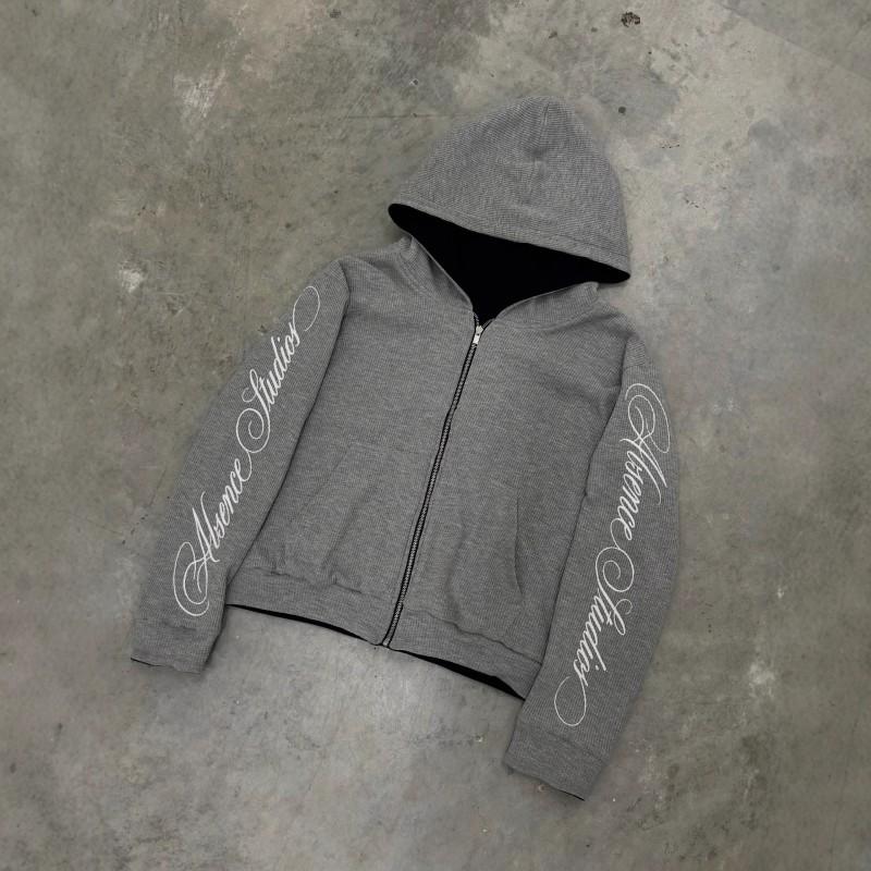 Unisex Oversized Hooded Zip-Up Sweatshirt Pants Set With Letter Print Streetwear