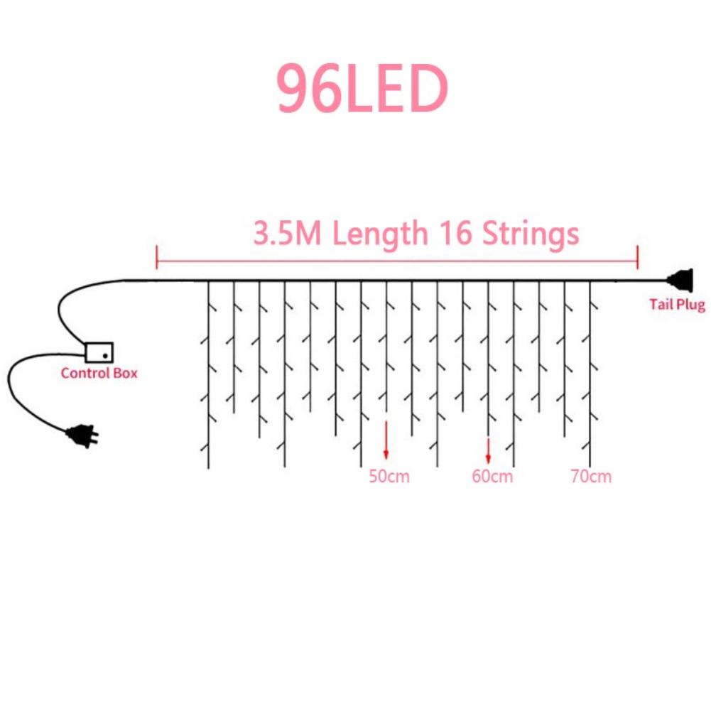 LED řetězová světla 3,5 m 96 LED Girlandové světlo Vodotěsná pohádková světla na vánoční svatbu party dekorace