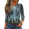 Women's Halloween Print Long Sleeve Neck Pullover Top