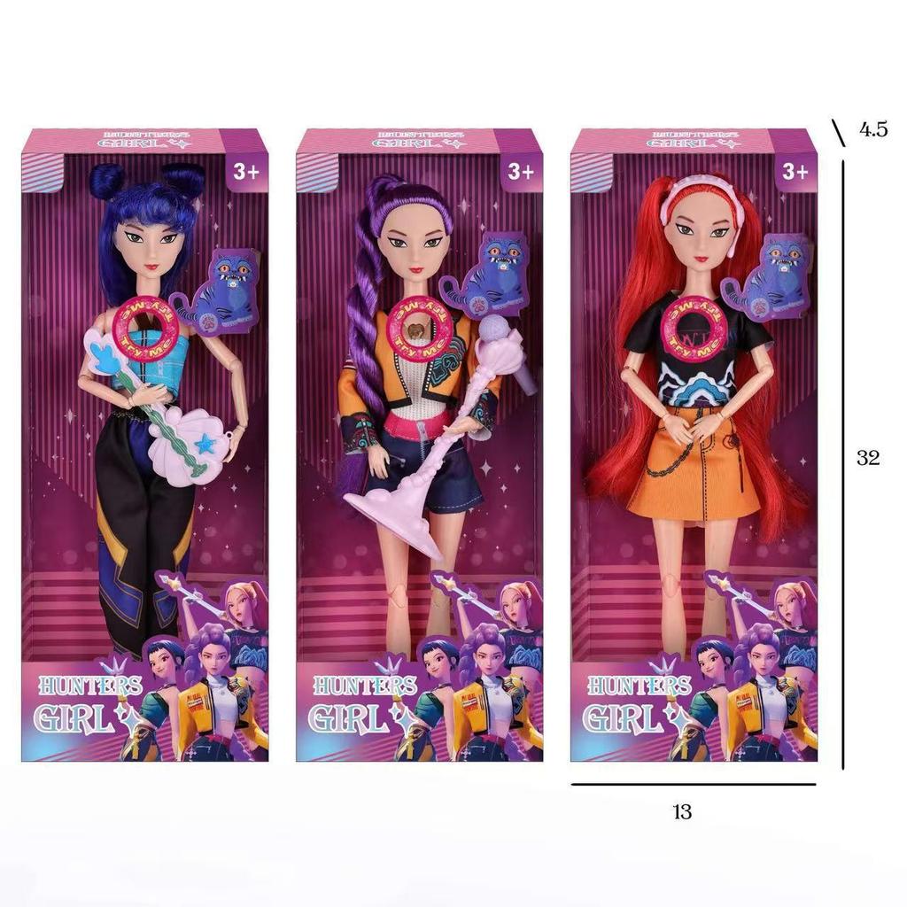 K-POP Demon Hunter Girl Group Doll with Music Accessories, 11.5" Soft Vinyl, 11 Joints