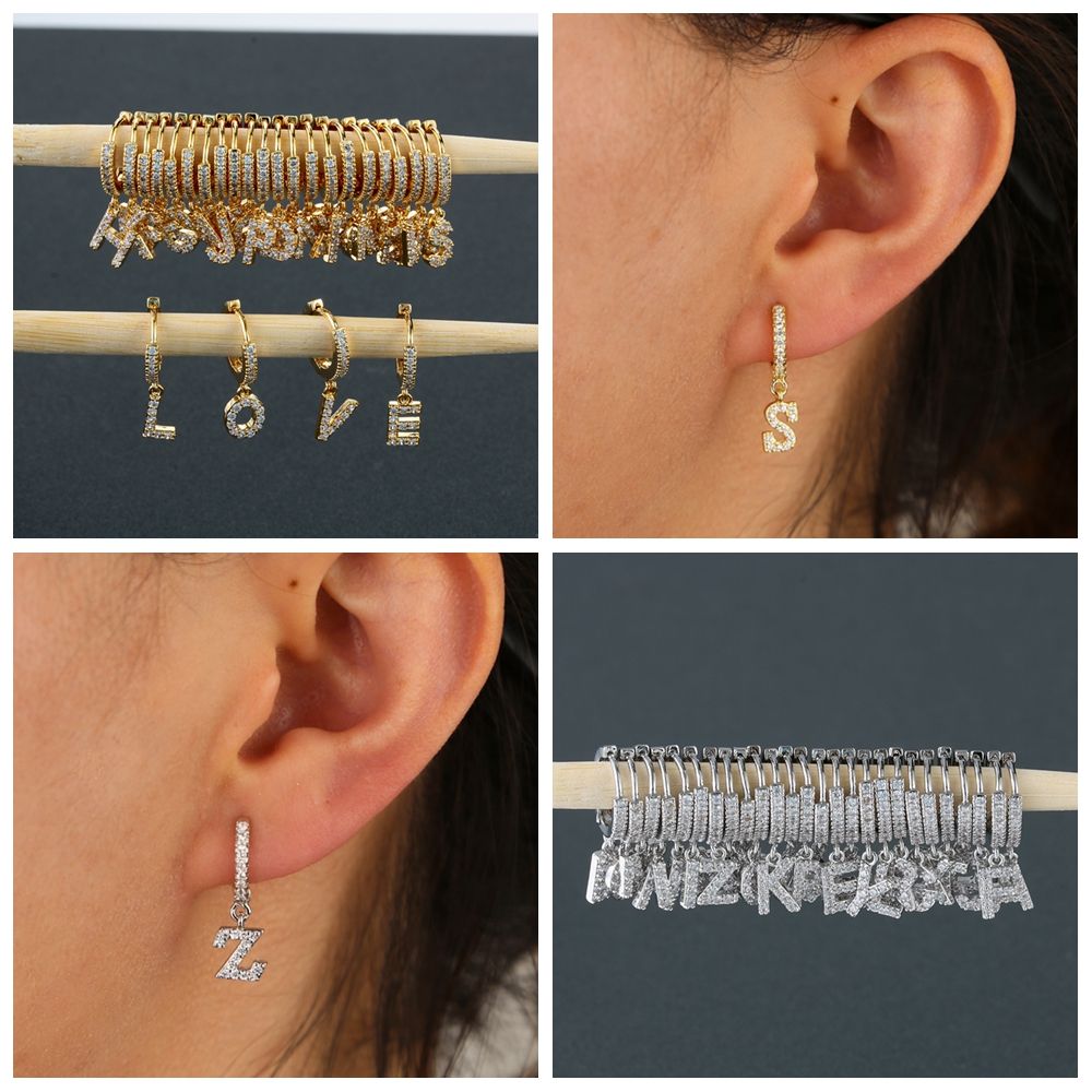 

Mother s Day Valentine s Day Round Hoop 26 Alphabet Letters Dangle Drop Initial Pendant Earrings