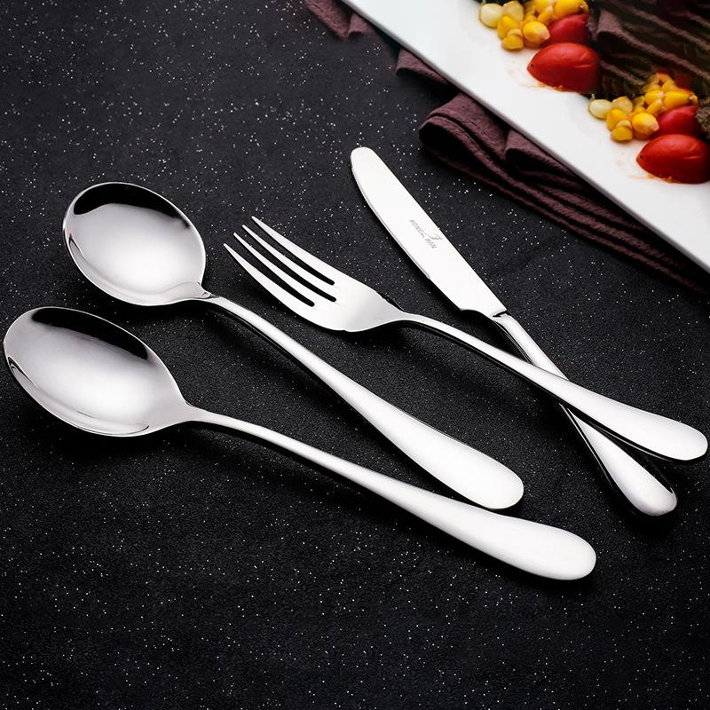 Stainless Steel Cutlery Set: Knife, Fork & Spoon - High-Grade Tableware for Hotels